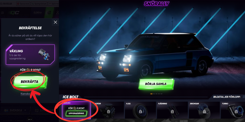 Hur man uppgraderar sina bilar i Quick Casinos Snörally